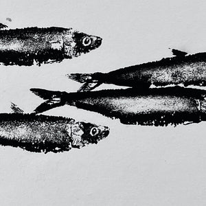 Sardines Gyotaku Print in Black