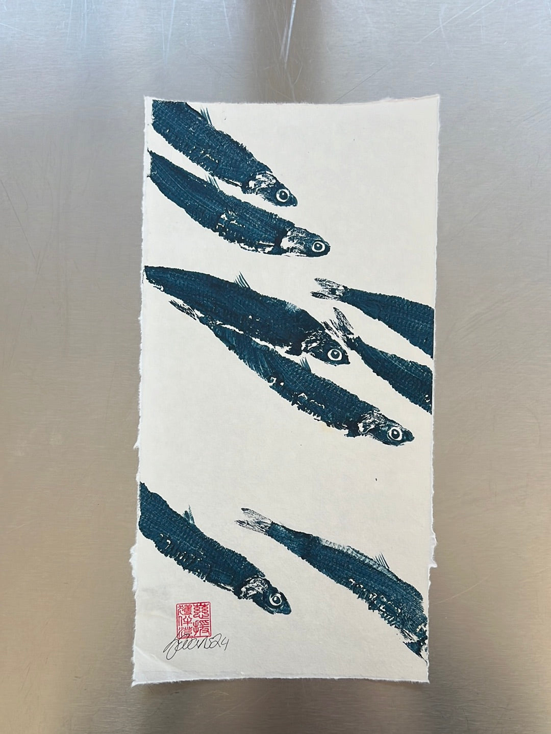 Anchovies Gyotaku