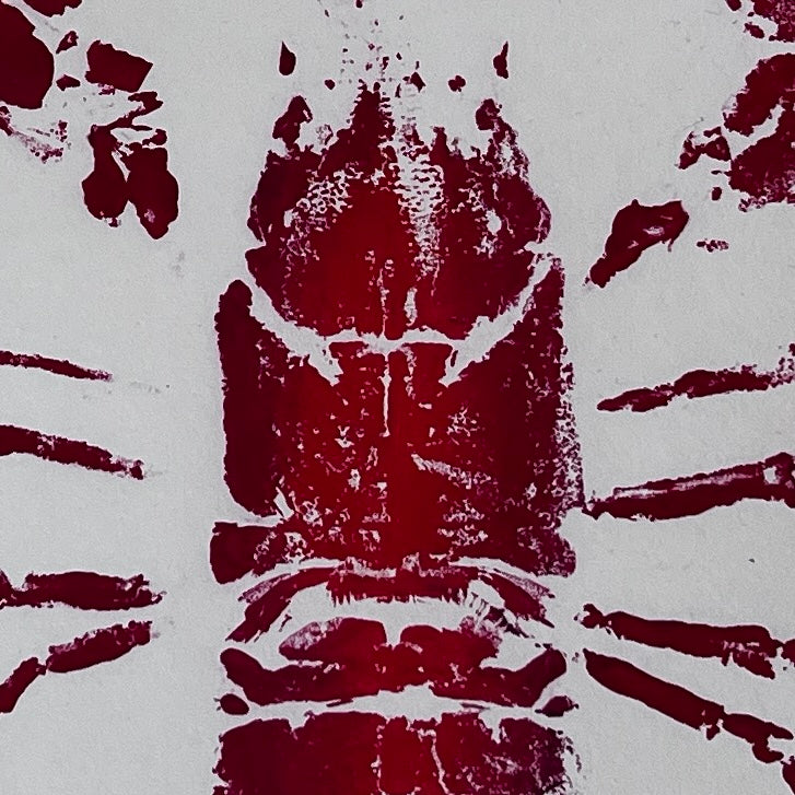 Menai Strait Lobster, Gyotaku Printed in Red ink.