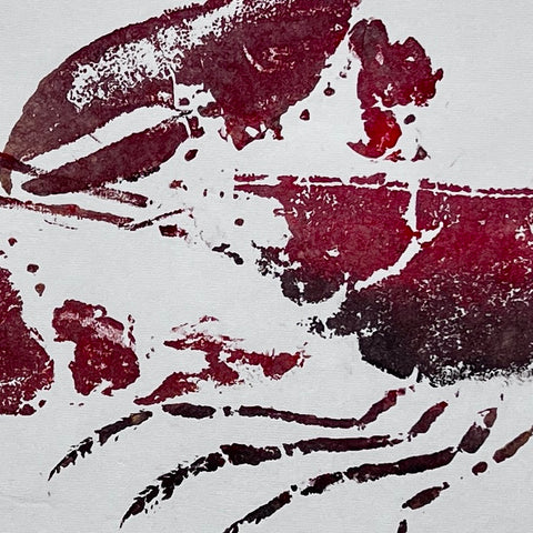 Menai Strait Lobster, Gyotaku Printed and Wet Mounted.