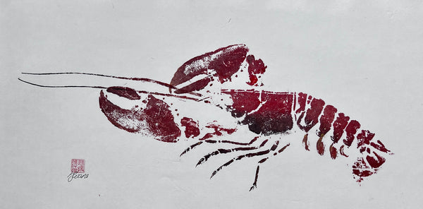 Menai Strait Lobster, Gyotaku Printed and Wet Mounted.