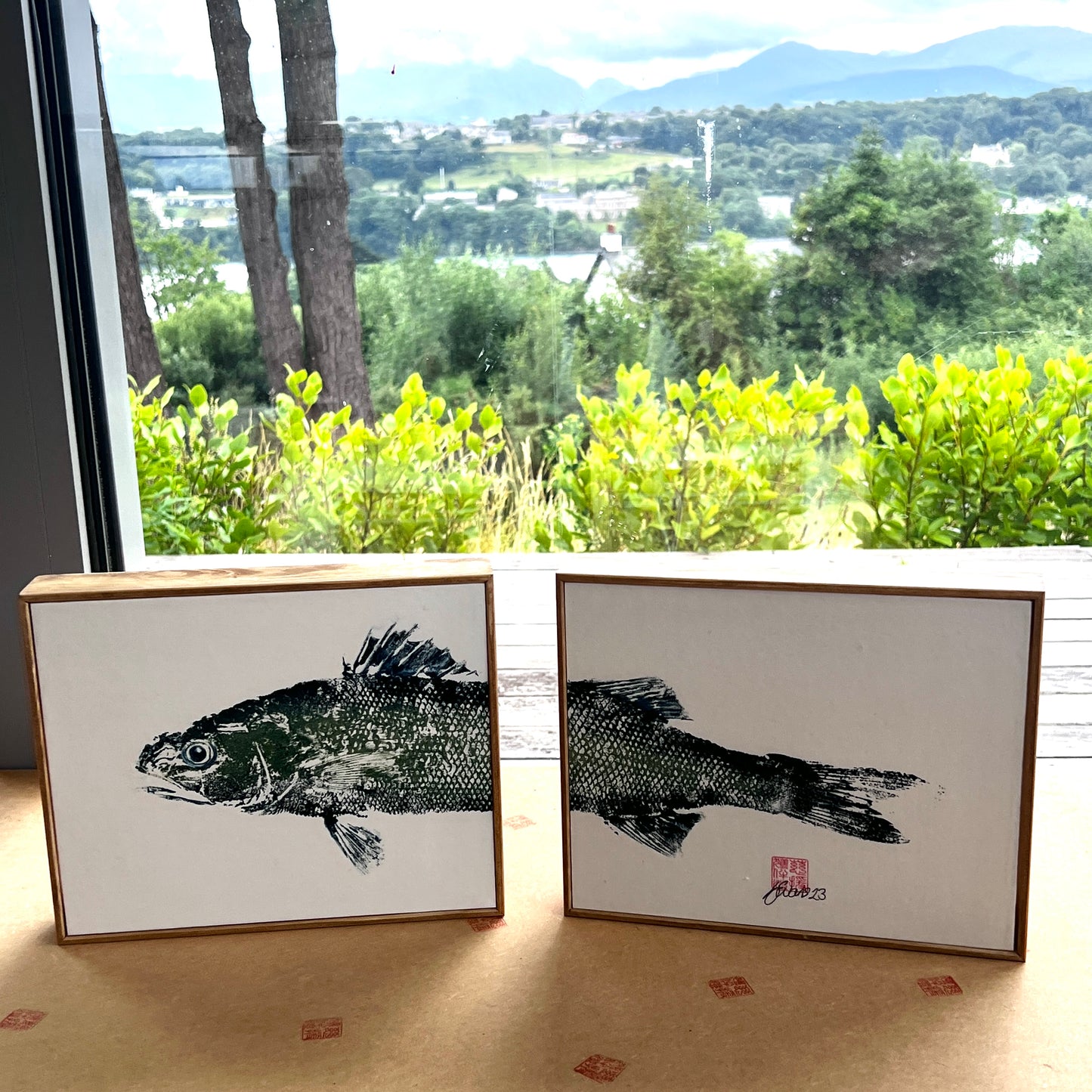 Anglesey Sea Bass Diptych Gyotaku Print