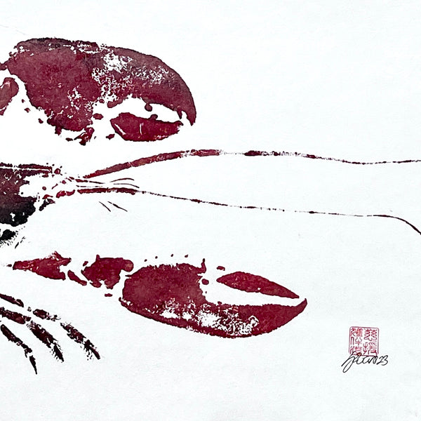 Menai Strait Lobster, Gyotaku Printed and Wet Mounted.