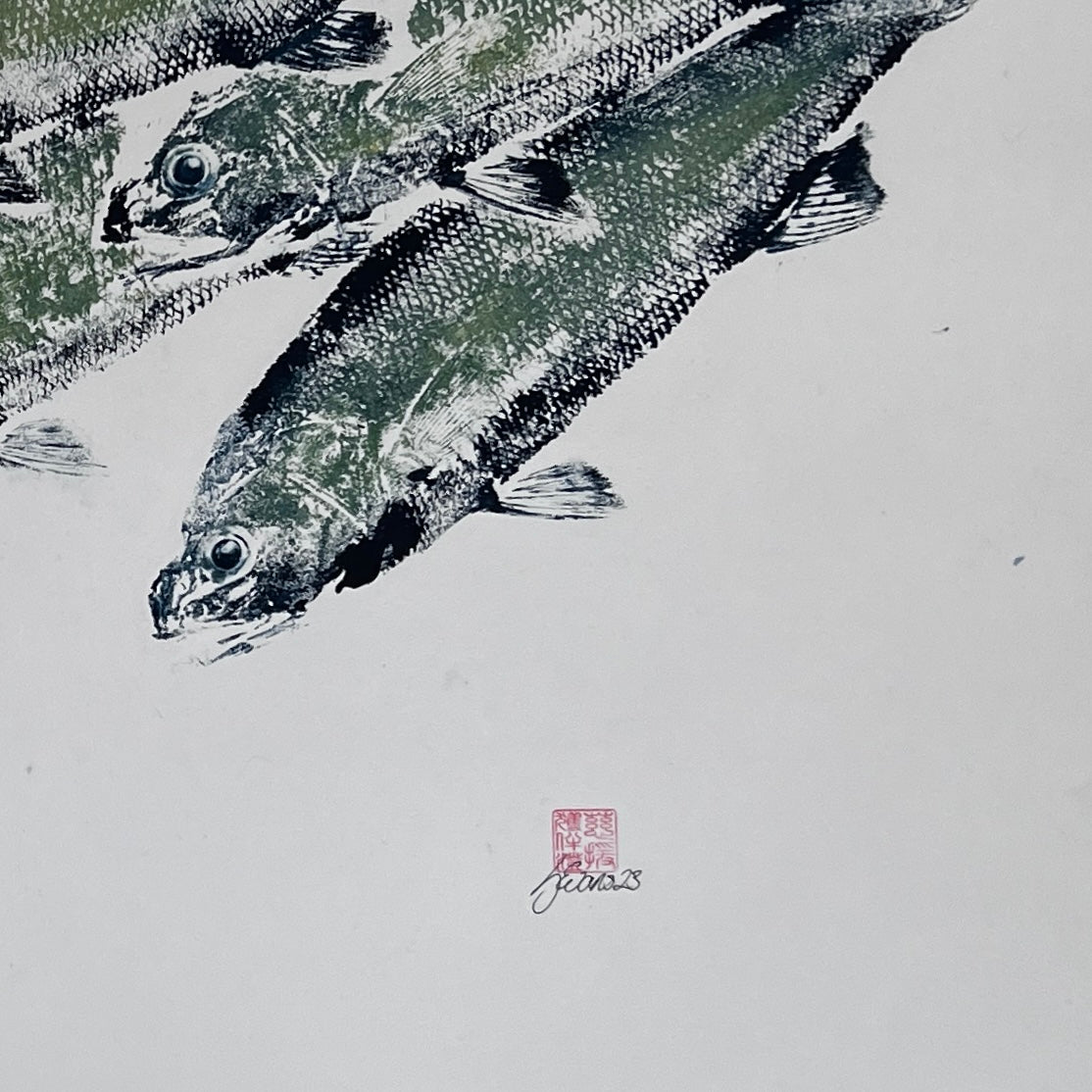 Large Gyotaku Sea Bass on Handmade Japanese paper