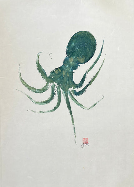 Octopus Gyotaku Printed and Wet Mounted.