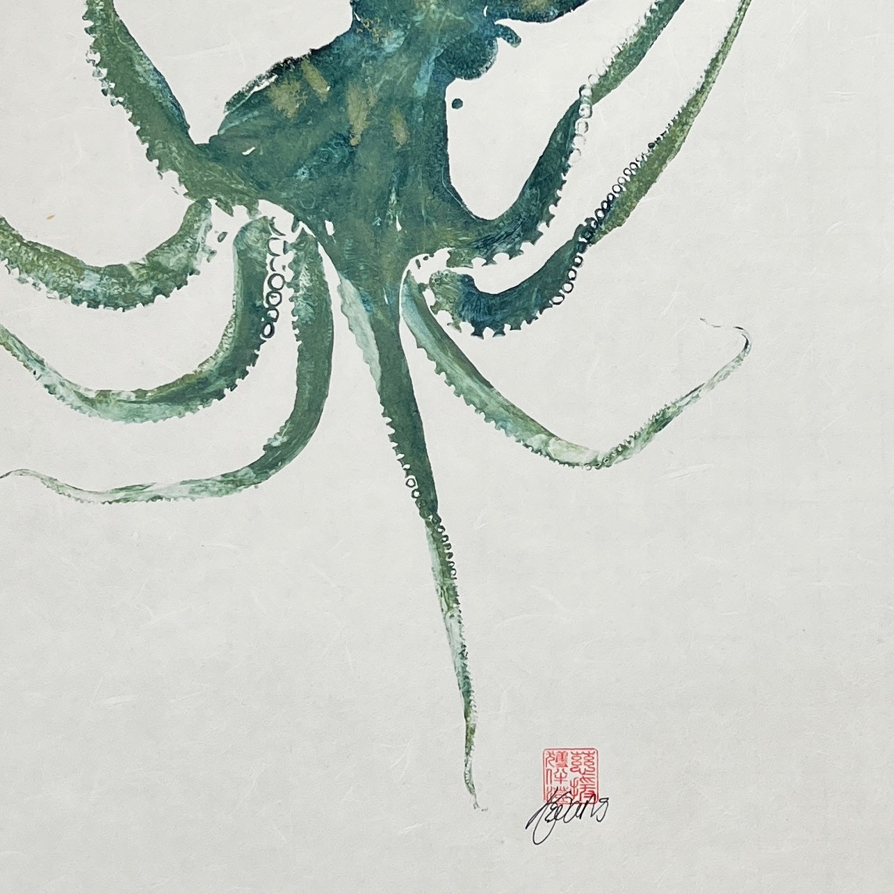 Octopus Gyotaku Printed and Wet Mounted.