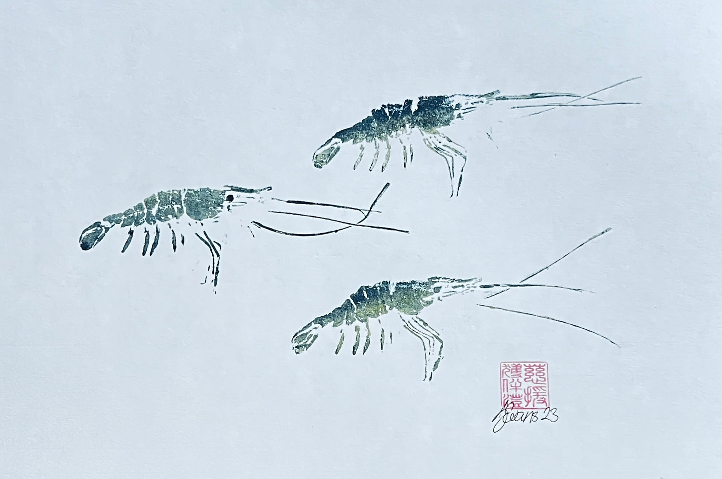 Triple print of Menai Strait Prawn