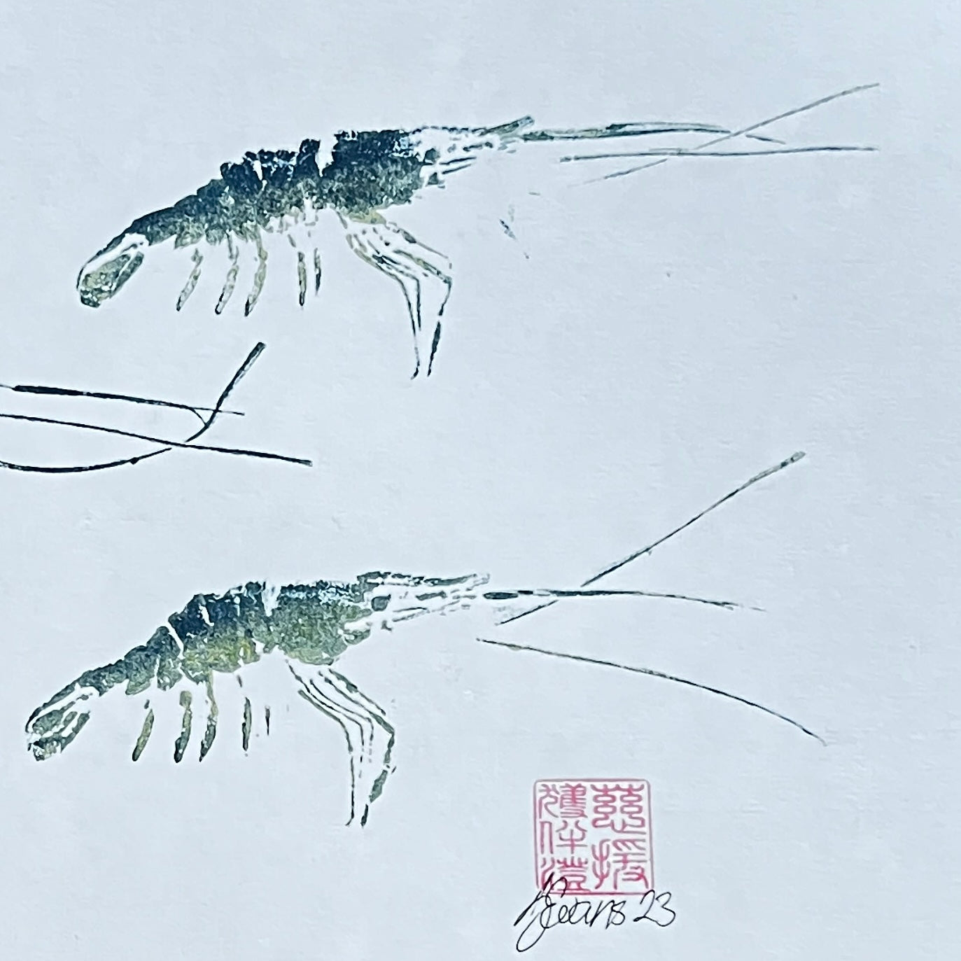 Triple print of Menai Strait Prawn