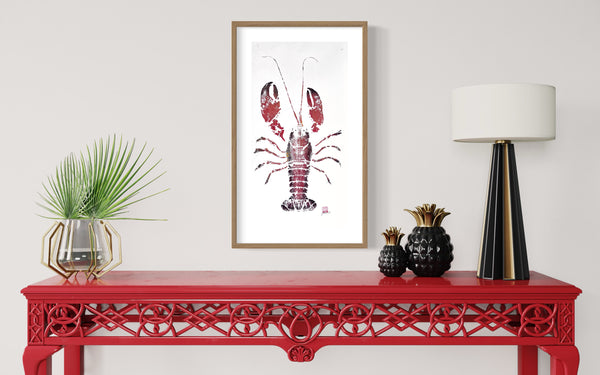 Hand Printed Lobster from Anglesey by Jane Evans