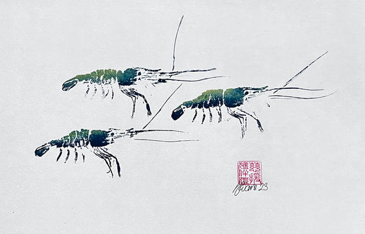 Triple print of Menai Strait Prawn
