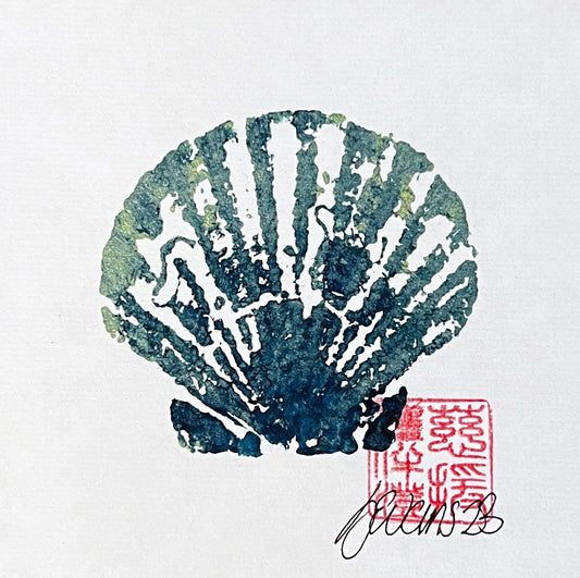Scallop Shell Gyotaku Print Mini