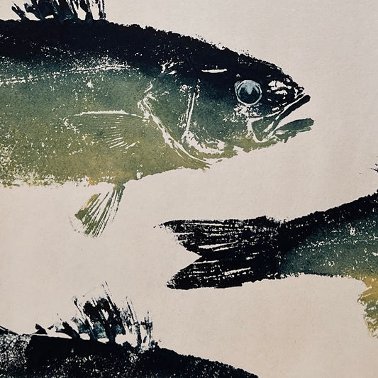 Anglesey Sea Bass Triptych Gyotaku Print