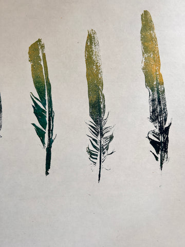 7 Feathers from Matlock Bath - 22nd May 2022 A Gyotaku Nature Print