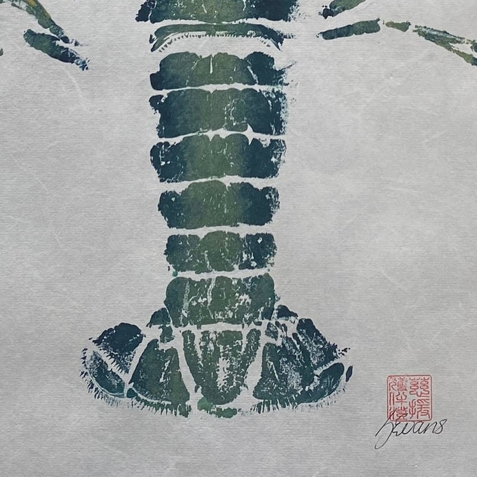 Menai Strait Lobster, Gyotaku Printed and Wet Mounted.